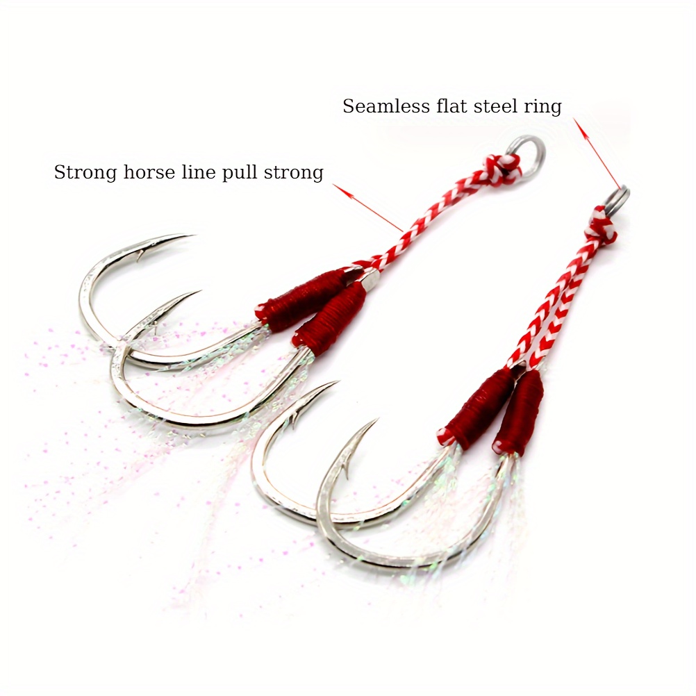 High Carbon Steel Hooks Augin Barbed Double Hooks Fishing - Temu Canada
