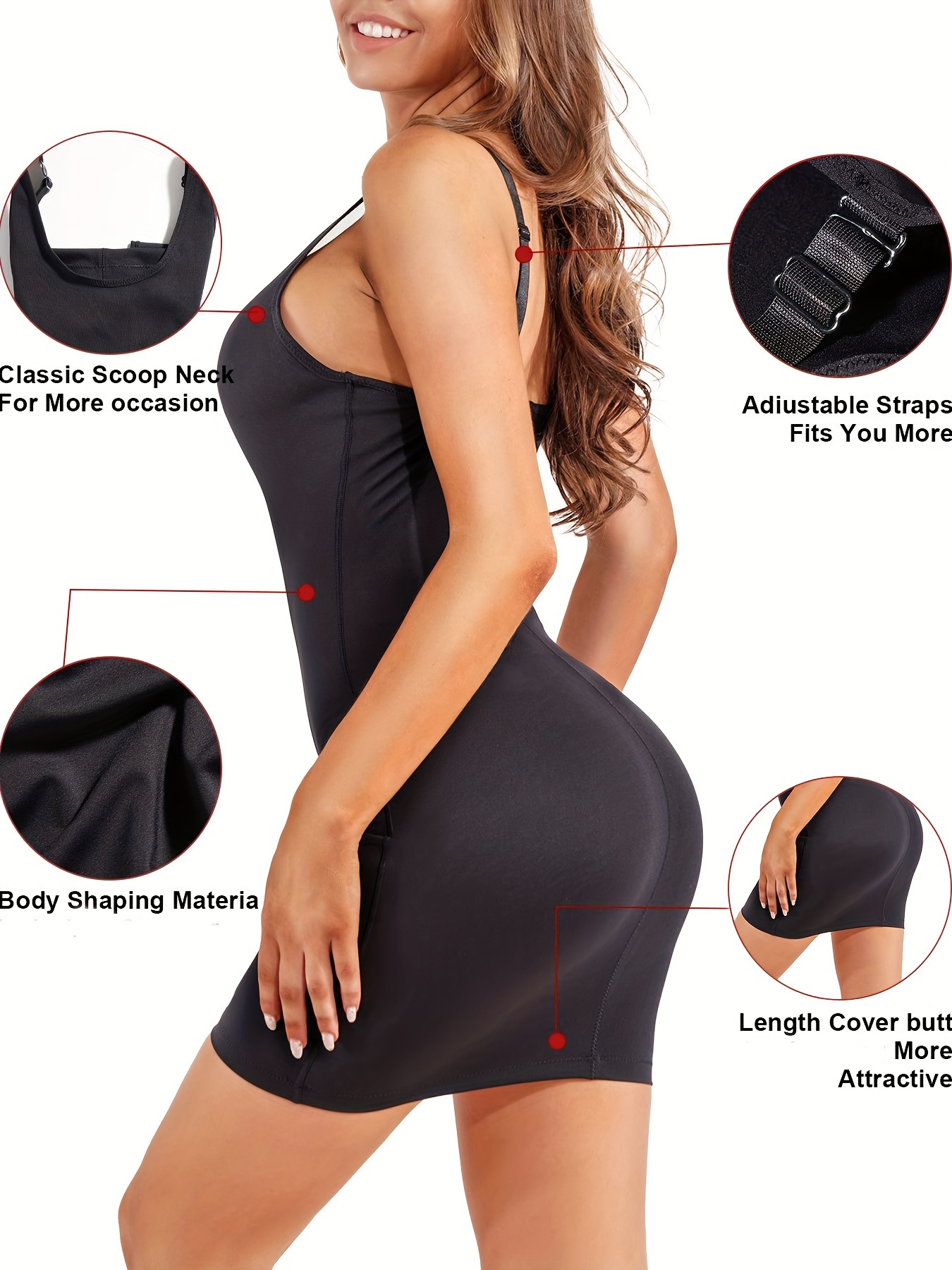 Seamless Shaping Slip Dress Tummy Control V Neck Slimming - Temu Canada