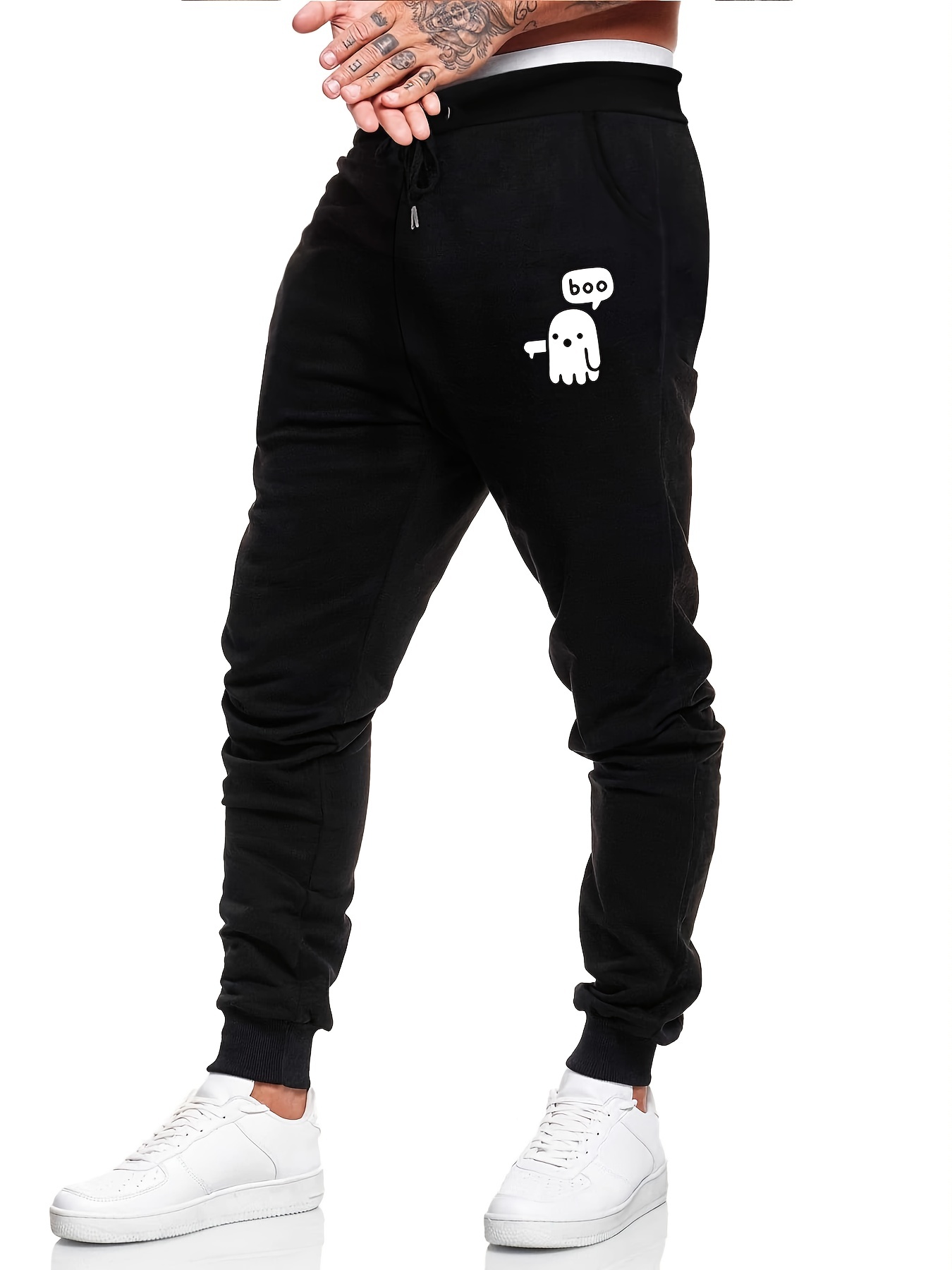 Cartoon Ghost Warm Sweatpants Men's Jogger Pants