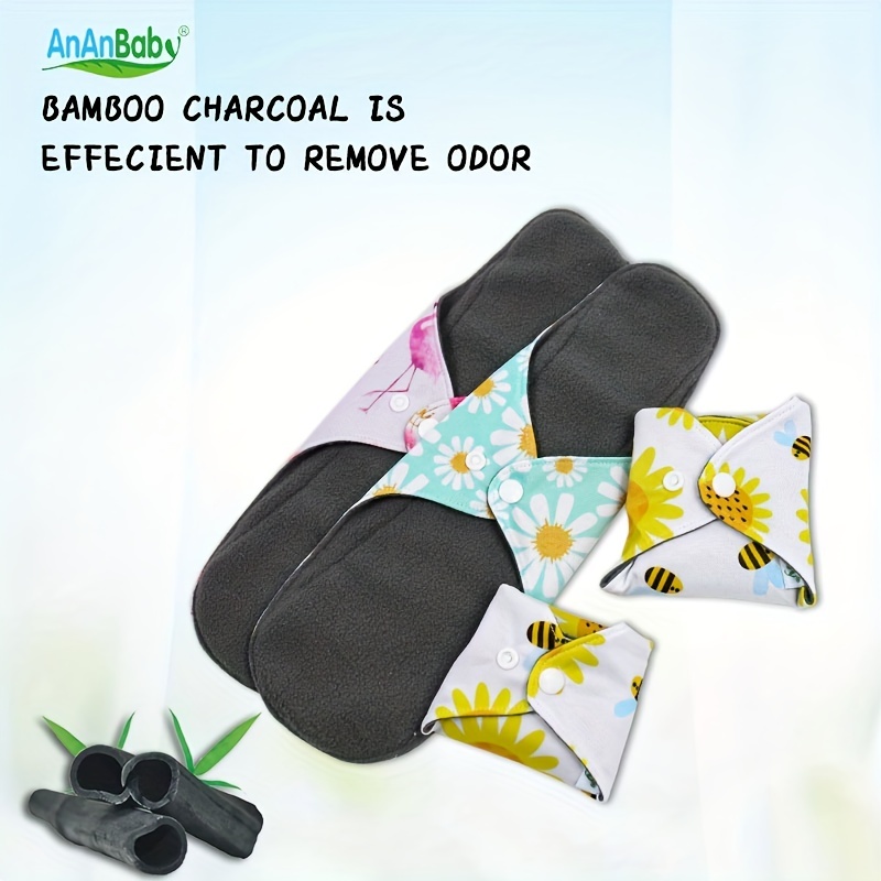 Four Packs Washable Bamboo Charcoal Sanitary Napkins