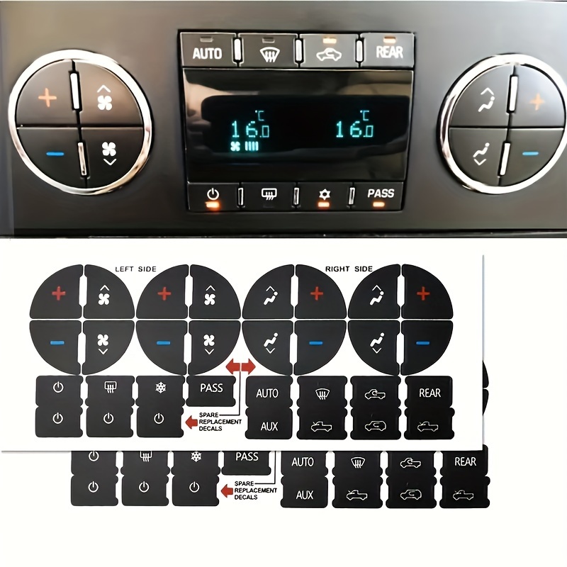 Air Conditioner Ac Dash Button Repair Kit Decals Sticker - Temu