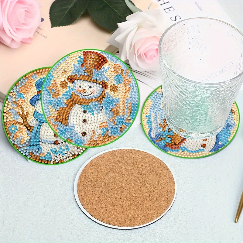 Diamond Painting Coasters Kits with Holder, 6Pcs Beautiful flowers