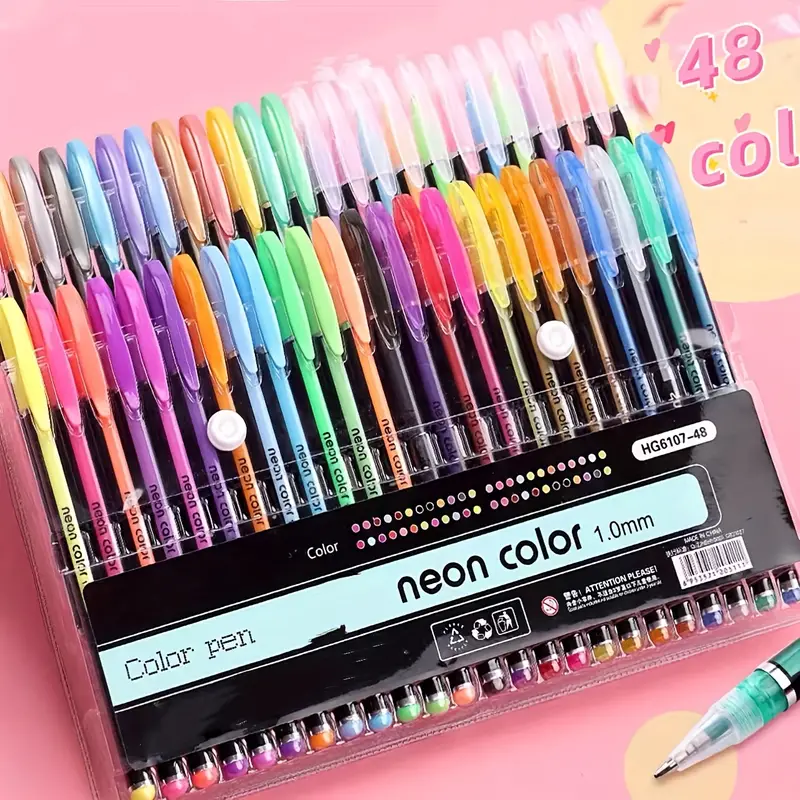 Ensemble de stylos à gel 12/24/36/48 couleurs, stylo de couleur à