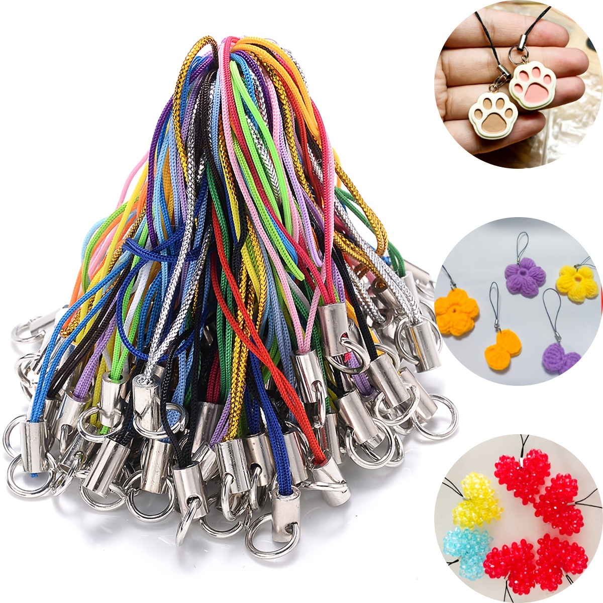 

50/100pcs Mix Color Lobster Clasp Rope Jump Ring Clasp Lanyard Rope Keychains Lariat Strap Cords Nylon Thread Key Ring Phone Case Cords For Diy Jewelry Making Accessories Small Business Supplies