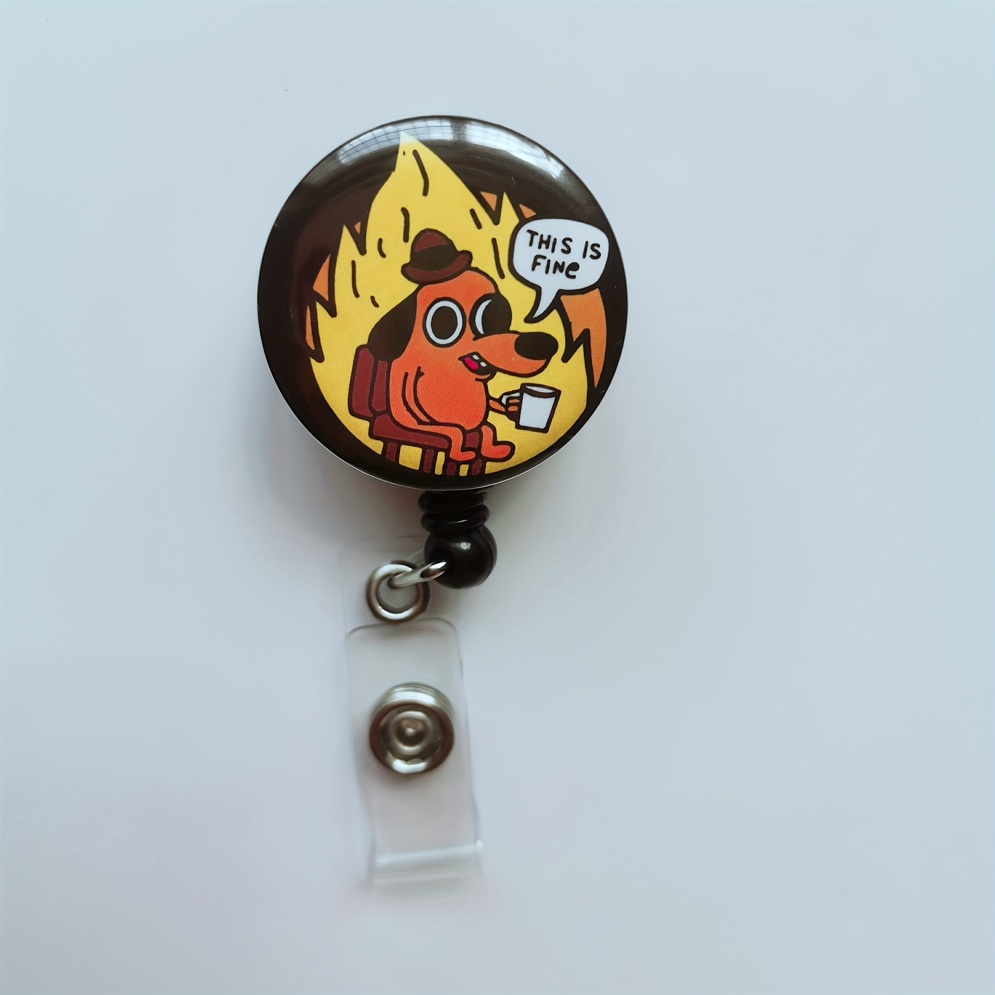 Dumpster Fire Badge Reel Funny This is Fine Holder ID Name Clips  Retractable for Nurses Nursing Student Medical CNA RN ICU LPN Doctor