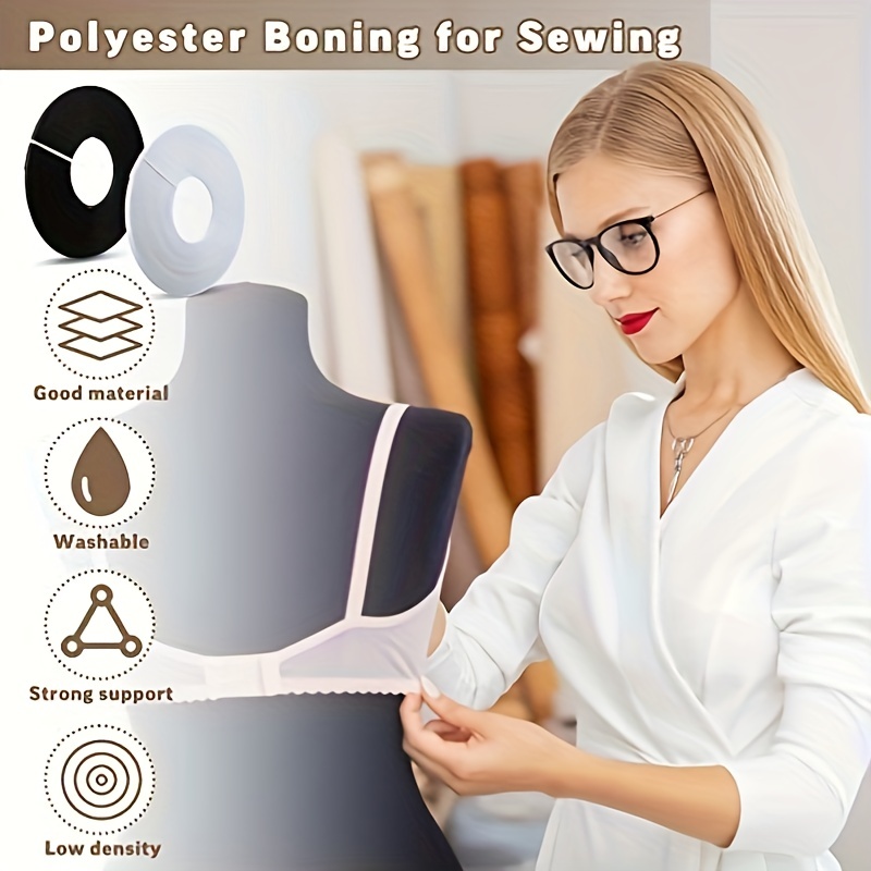Polyester Boning for Sewing, 12 Inch x 10 Yard Sew Turkey