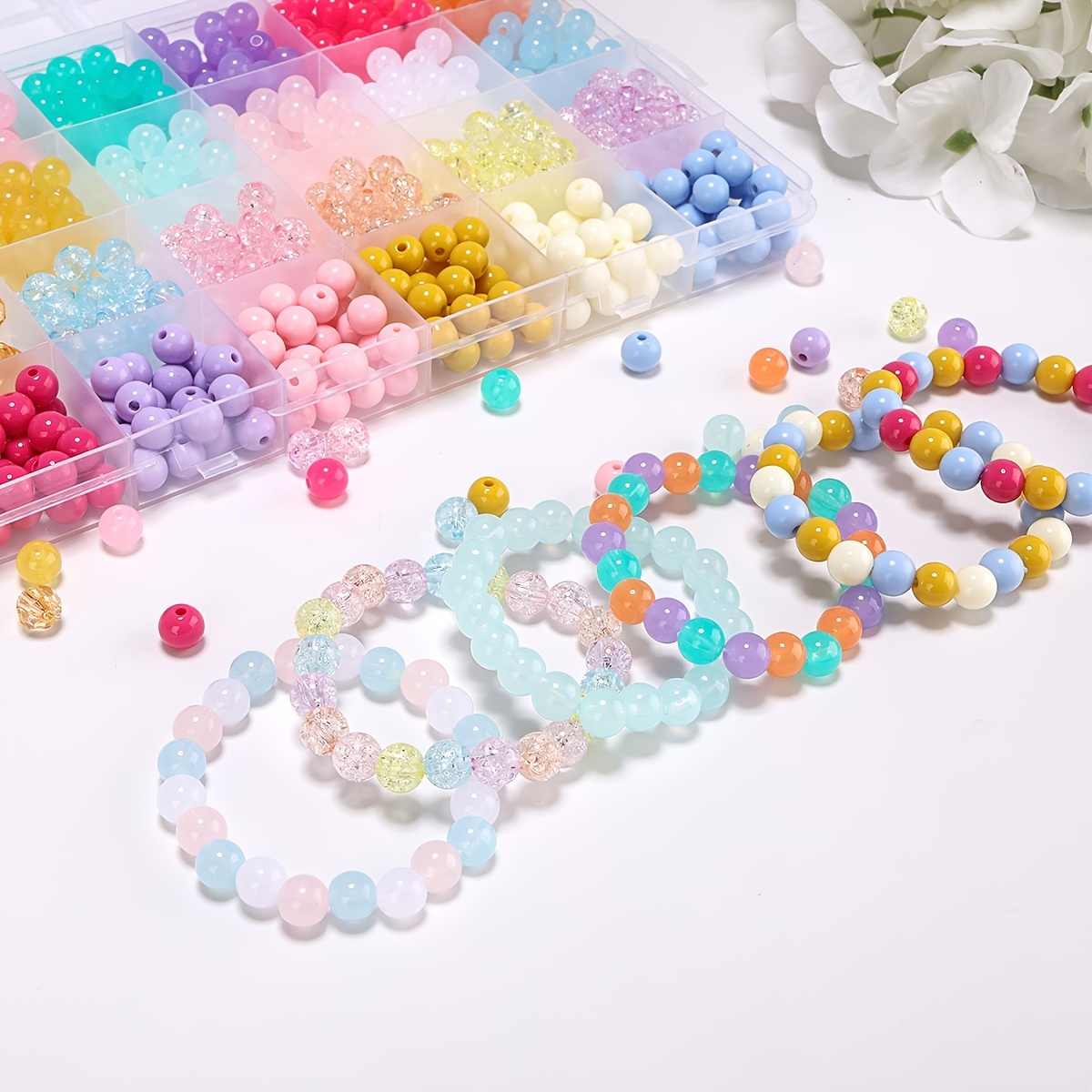 CraftyBook 7500pc Beads Bracelet Making Kits with Small Glass and