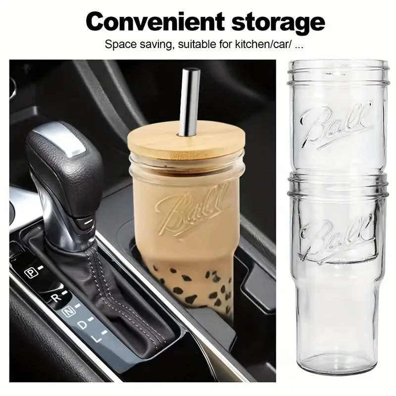 650ml Thickened Glass Tumbler with Bamboo Lid and Straw - Perfect for Home,  Car, Outdoor, Camping, Parties - Ideal for Beer, Milk, Tea, Iced Coffee an