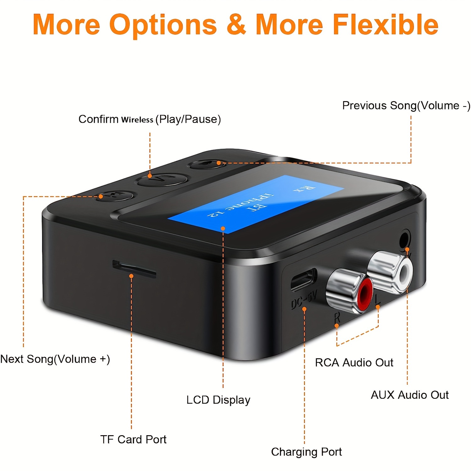 Bluetooth 5.0 Radio RCA Adapter Portable Auto Car Wireless Audio