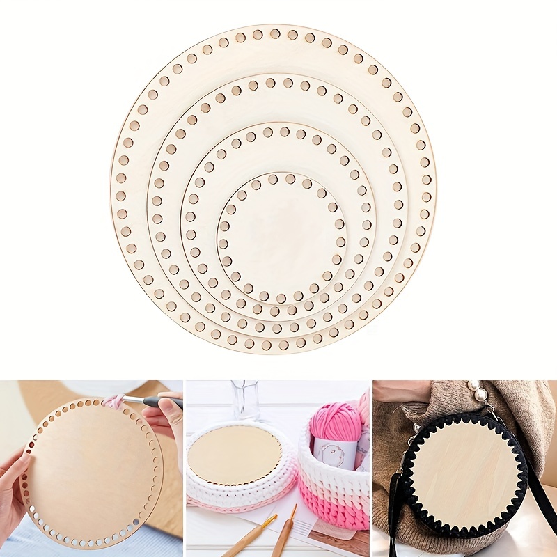 1pc 10cm Wooden Basket Bottom Circle Blank Solid Crochet Basket Wood Base  For DIY Basket Weaving Supplies Craft Making