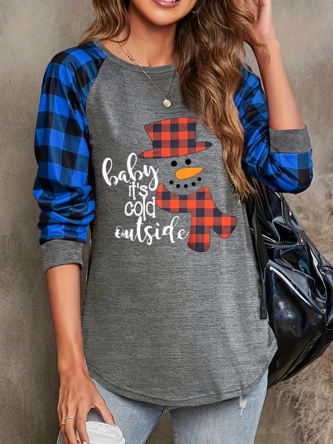 plus size buffalo plaid raglan