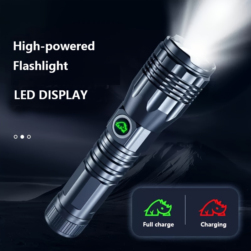  Linternas LED recargables de alto lúmenes, 100000 lúmenes,  súper brillante, potente linterna, tipo C, 5 modos, zoomable, IPX7,  impermeable, de alta potencia, luz táctica para emergencia, campamento, :  Herramientas y Mejoras