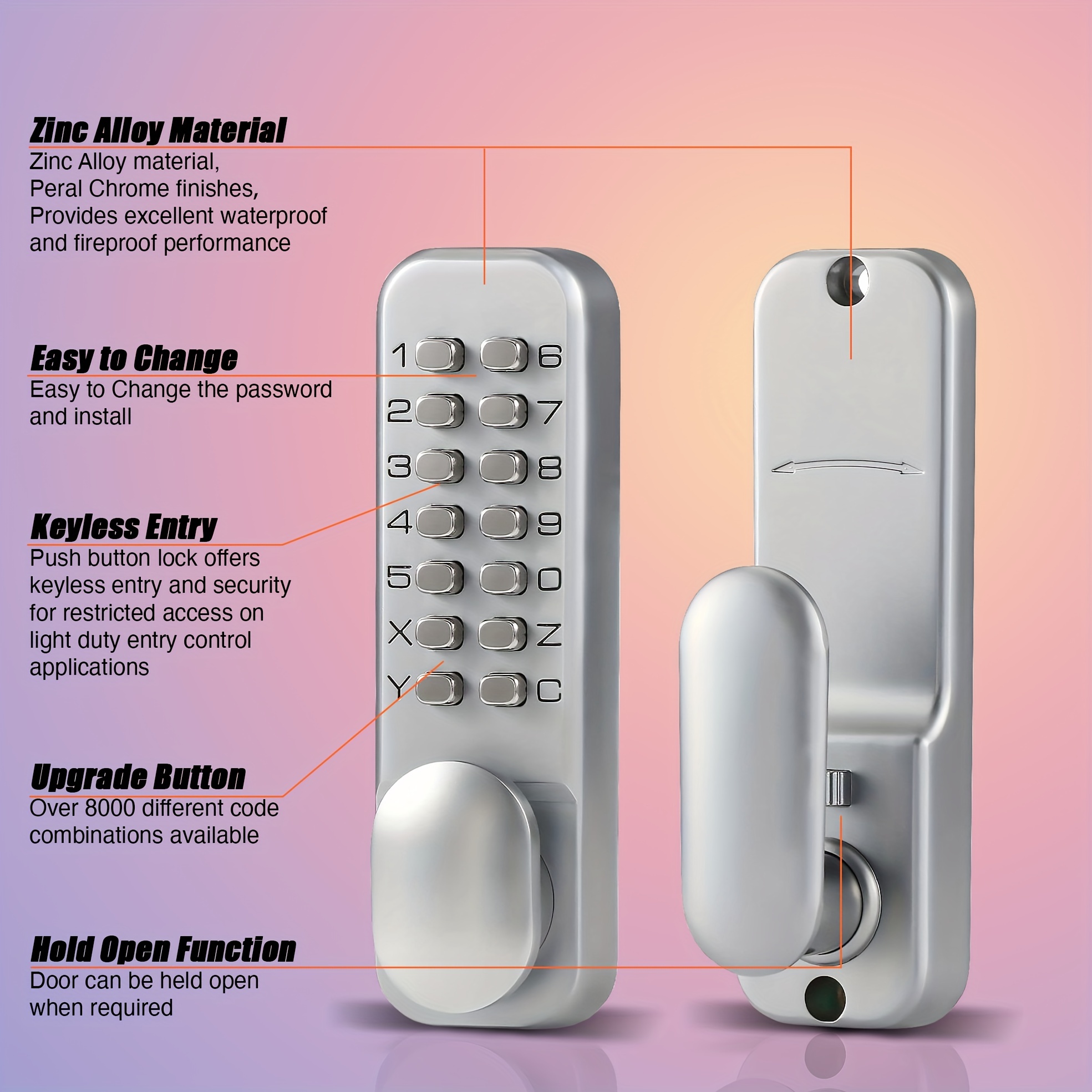 Mechanical Keyless Door Lock Gen 2 Entry Lock Latch Lock 2 - Temu