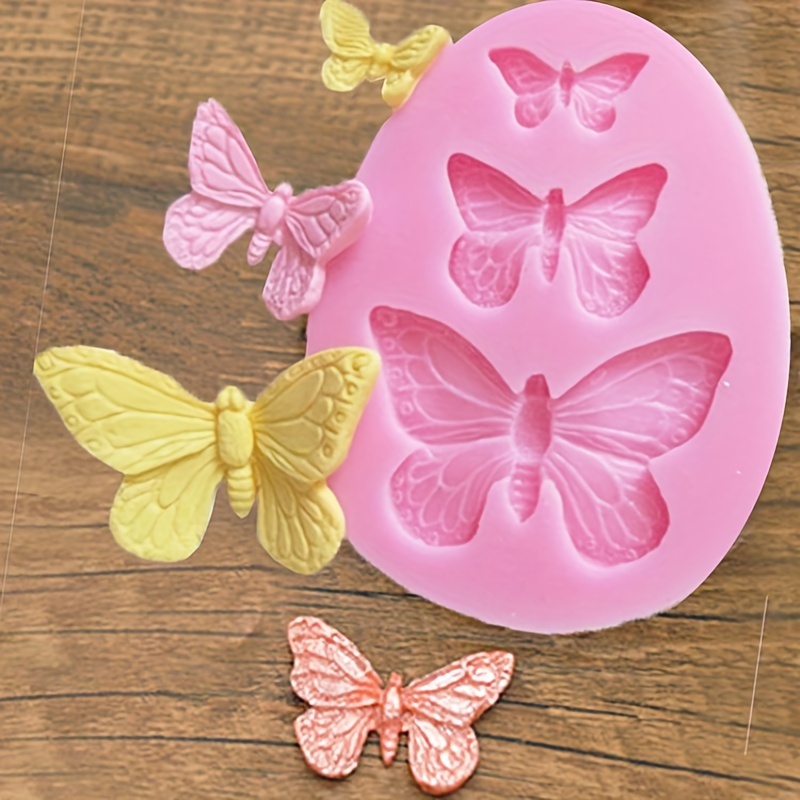 Moldes de silicona para repostería con forma de corazón, 4 cavidades,  diseño de mariposa y ángel