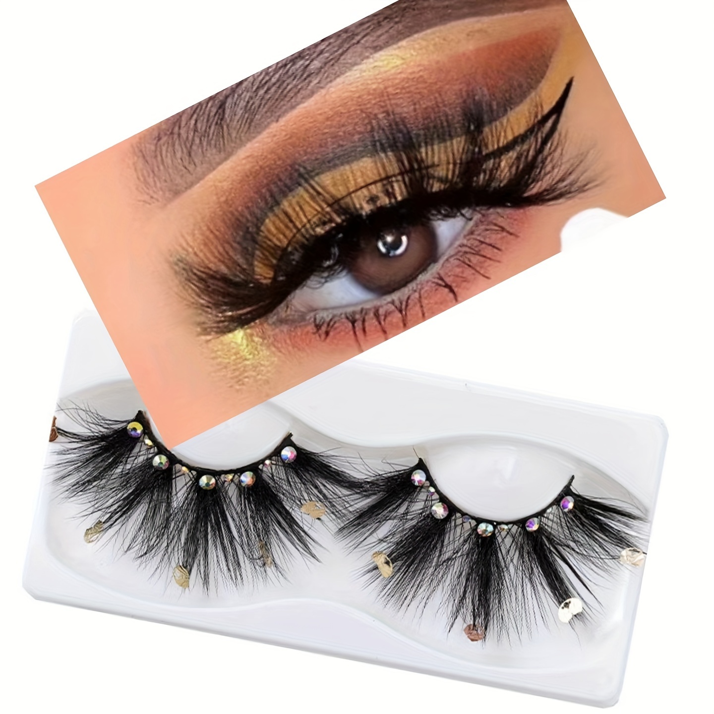 False Eyelashes Thick Dramatic Rhinestone Decorative Lashes - Temu Ireland