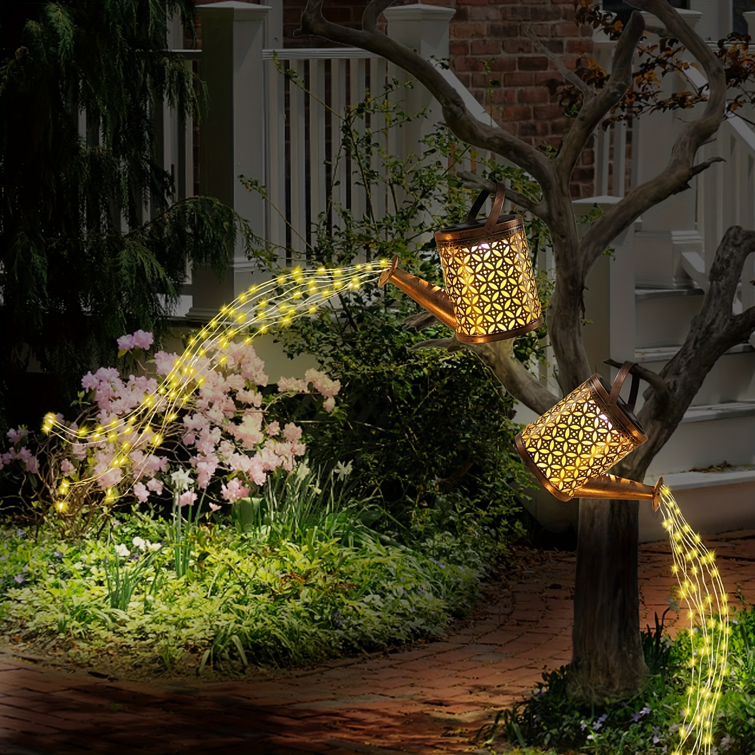 1pc Solar Watering Can Decoration Lights, Solar Outdoor Waterproof Lights,  Solar Fairy Lights, Hanging Solar Powered Lantern Garden Art Light, Decor M