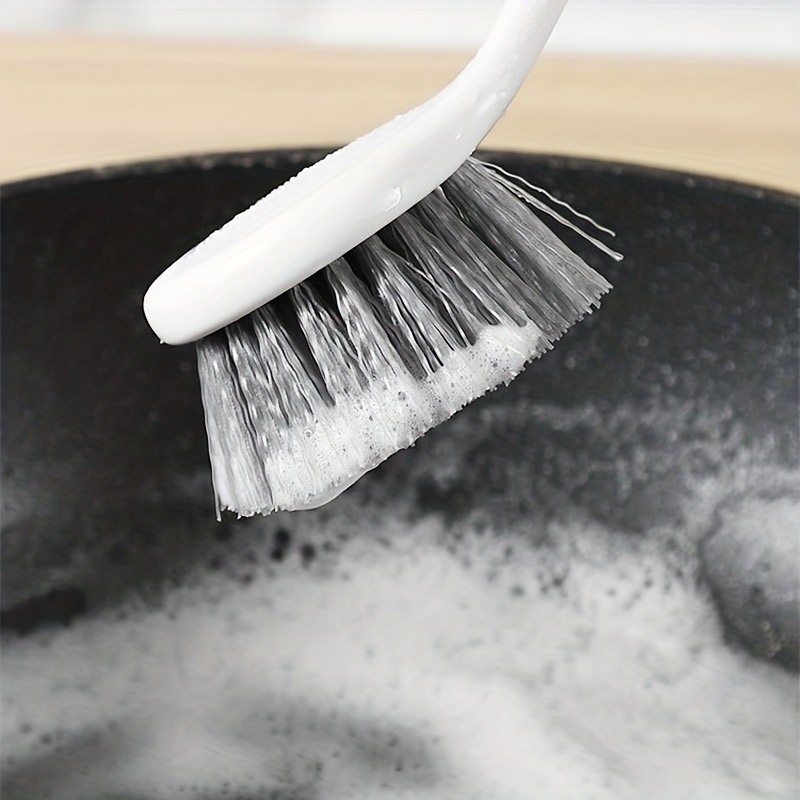 Multipurpose Dish Brush with Handle, Kitchen Scrub Brushes for Cleaning,  Dish Scrubber with Stiff Bristles for Sink, Pots, Pans(2P Grey)