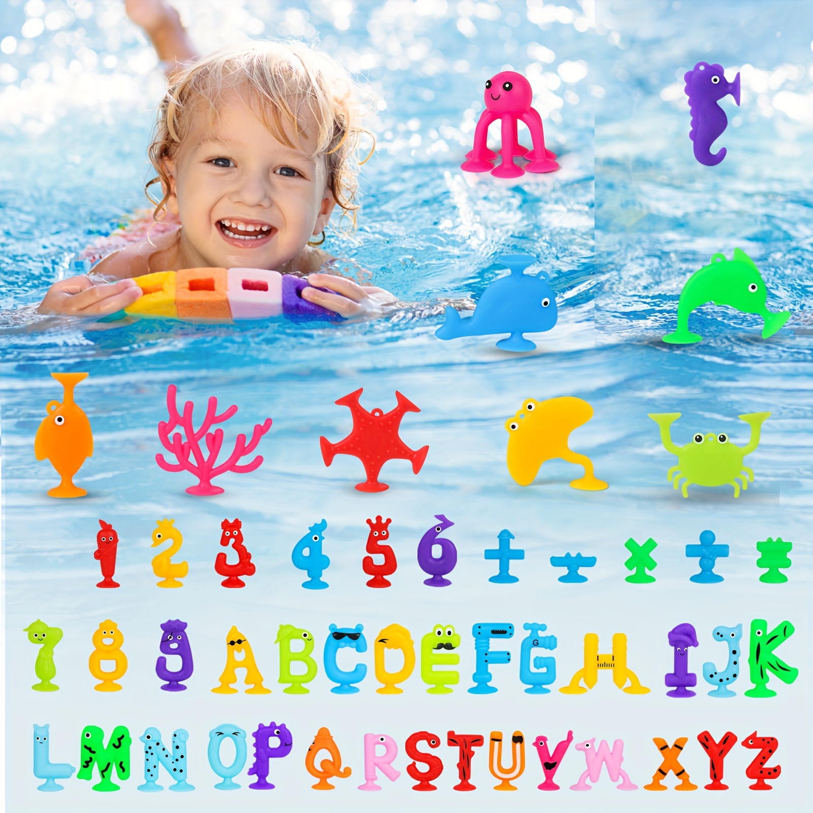 Suction Cup Toy for Baby Age 3, Suction Toys 40PCS Kids Bath Toys Ages 4-8,  Toddler Silicone Window Shower Bathtub Building Toys, Montessori Sensory