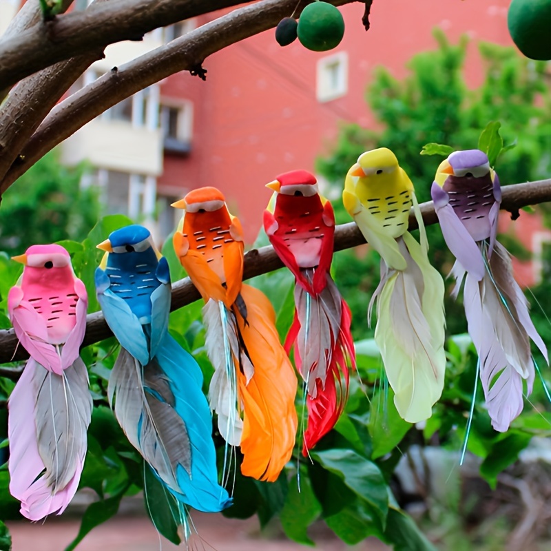 Juego De 3 Pájaros Decorativos Con Plumas De Espuma Artificial, Colores  Aleatorios