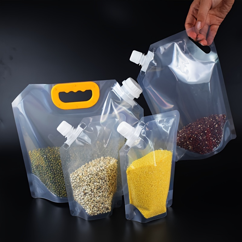 1Pc Cereal Storage Bag Beans Food Moisture-Proof Bag Food Portable Storage  Dispensing Bag Transparent Suction Nozzle Seale Bag