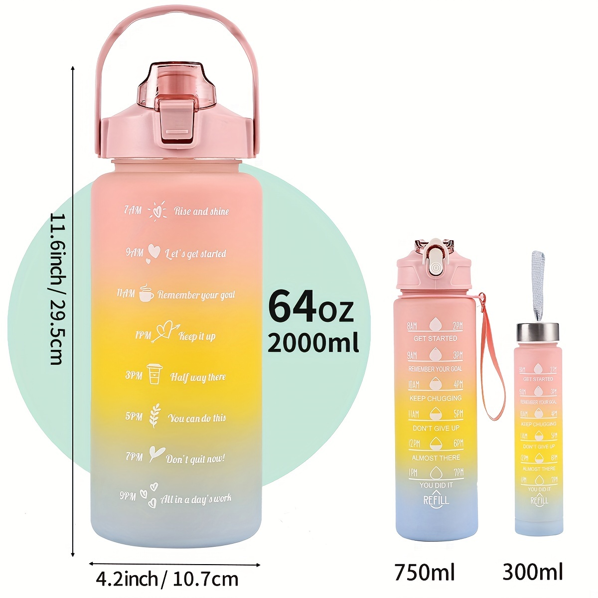 Large Capacity Big Bucket Sports Water Bottle With Straw, Portable Frosted  Gradient Color Leakproof Water Cup For Fitness Outdoor Camping - Temu