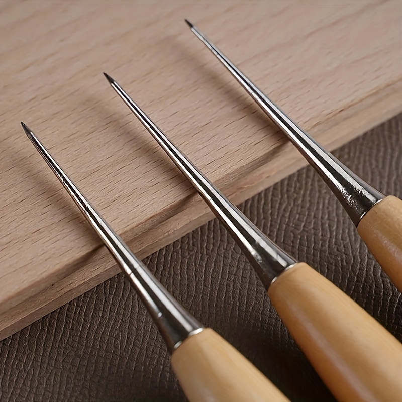 Wooden Handle Sewing Awl Pin Punching Hole Maker Stitching Awl Kit