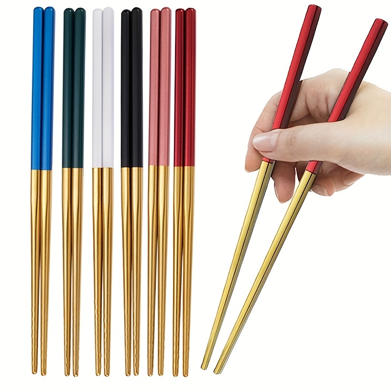Chinese Gold Dragon Style Chopsticks Luxury Alloy Sushi Chopsticks  Household Chop Sticks Tableware 1 Pair