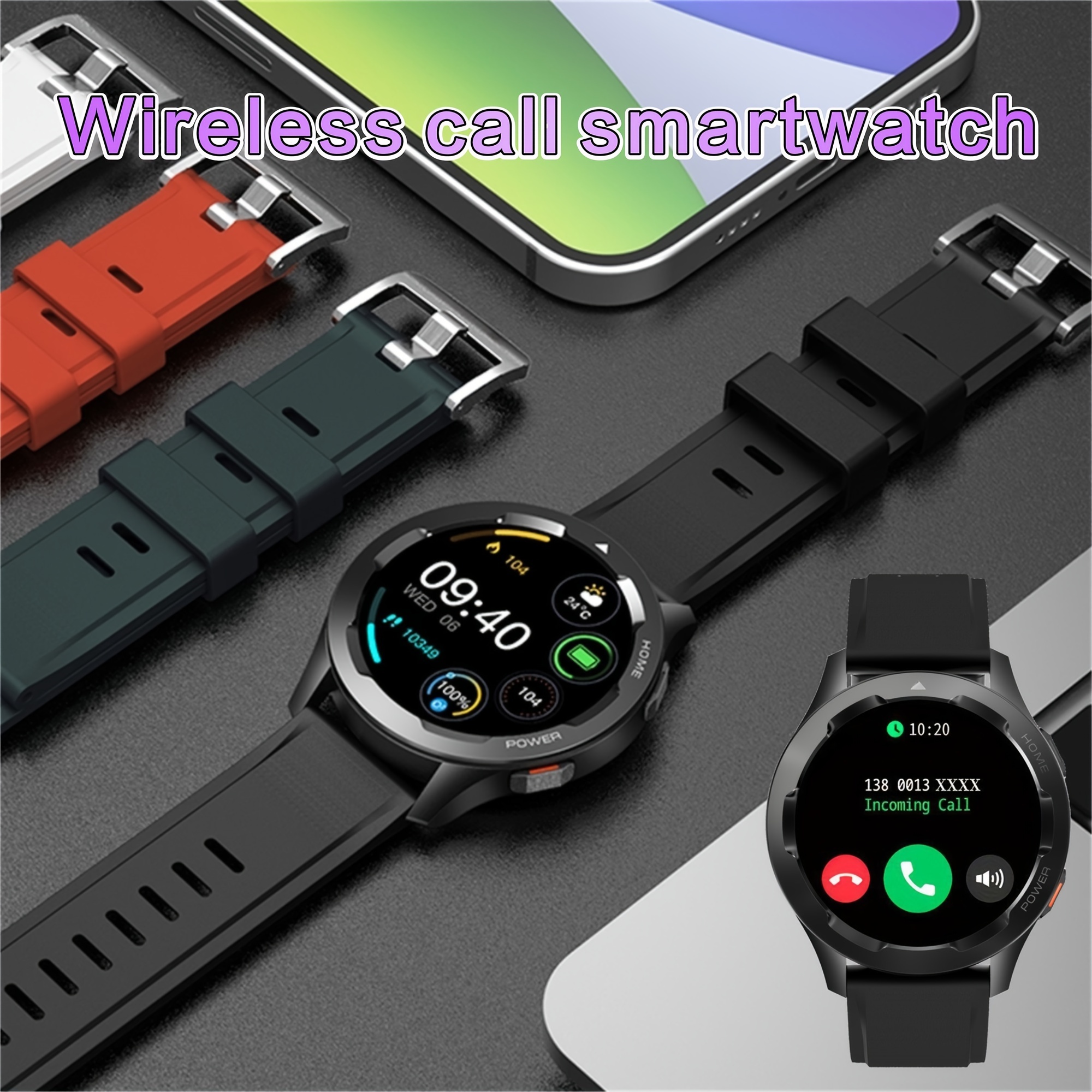 2.0 Big Face Smart Watch Bluetooth Call iOS Android Wrist Watches 100+  Multi Sport Modes GPS Track Recording Step Tracker Stopwatch Calorie  Counter Music Control AI Voice - Black 