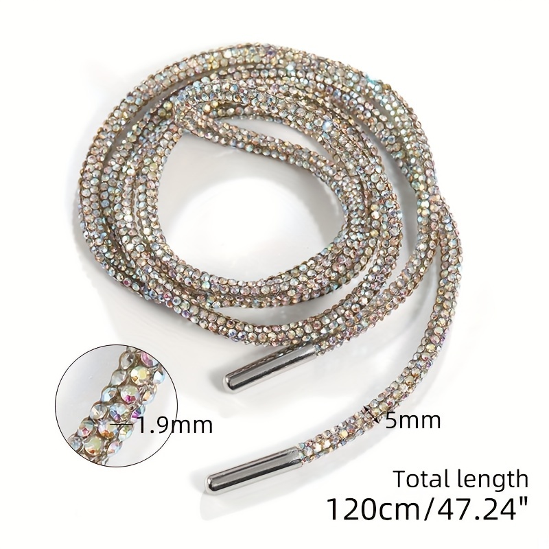 4 Piece Rhinestone Shoe Laces Crystal Bling Hoodie String Glitter Rope for  Sneakers Sweatpants (White)