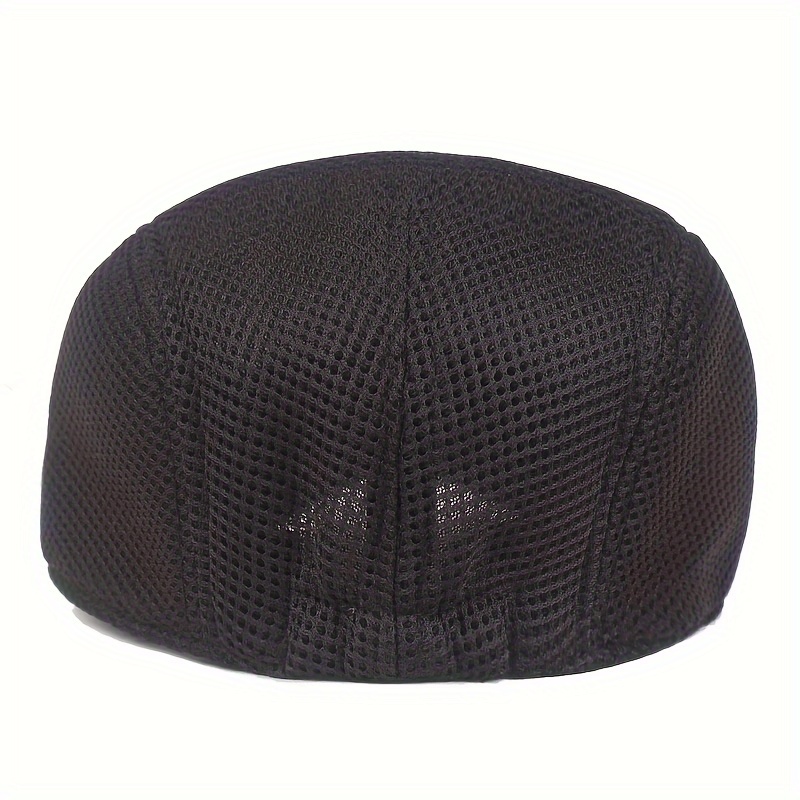 1pc mens mesh flat cap breathable newsboy cap beret cabbie hat ivy cap for driving hunting