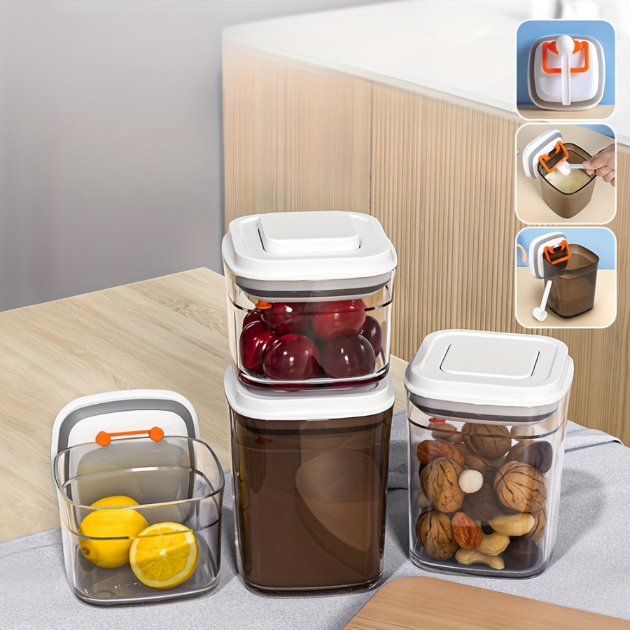 Kitchen Food Storage Box With Press Button, Leak-proof Food