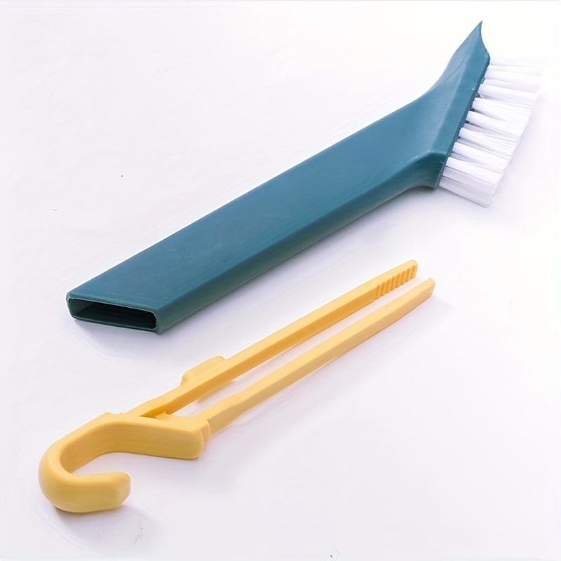 1pc Blue 2-in-1 Gap Cleaning Brush With Tweezers