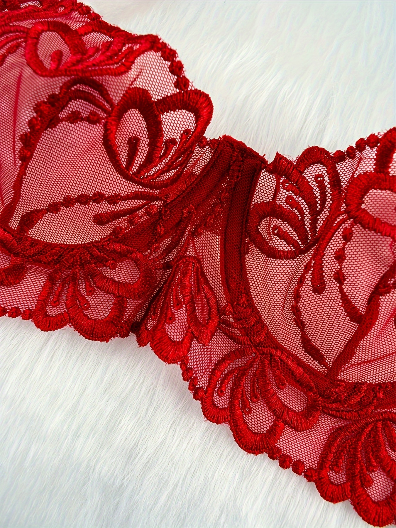 Women's Red Lace Lingerie Mesh Sexy Intimate Set – KesleyBoutique