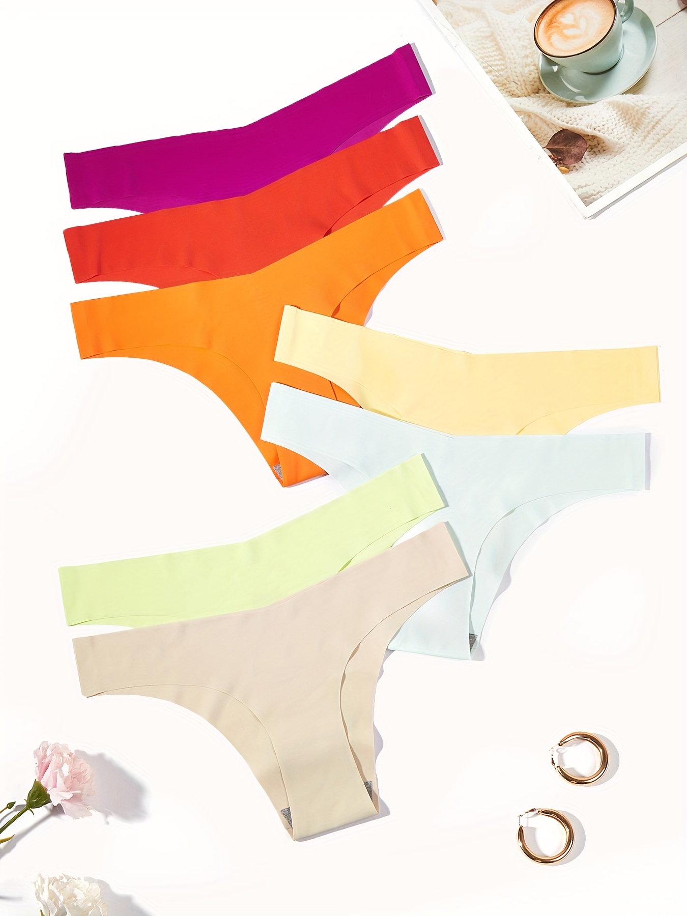Multi Color Thong Panties Breathable Seamless Light Elastic - Temu