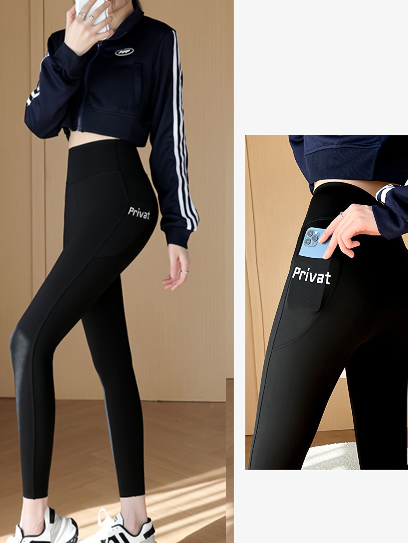 Women's Activewear: Solid Color Side Pockets Sports Pants - Temu Canada