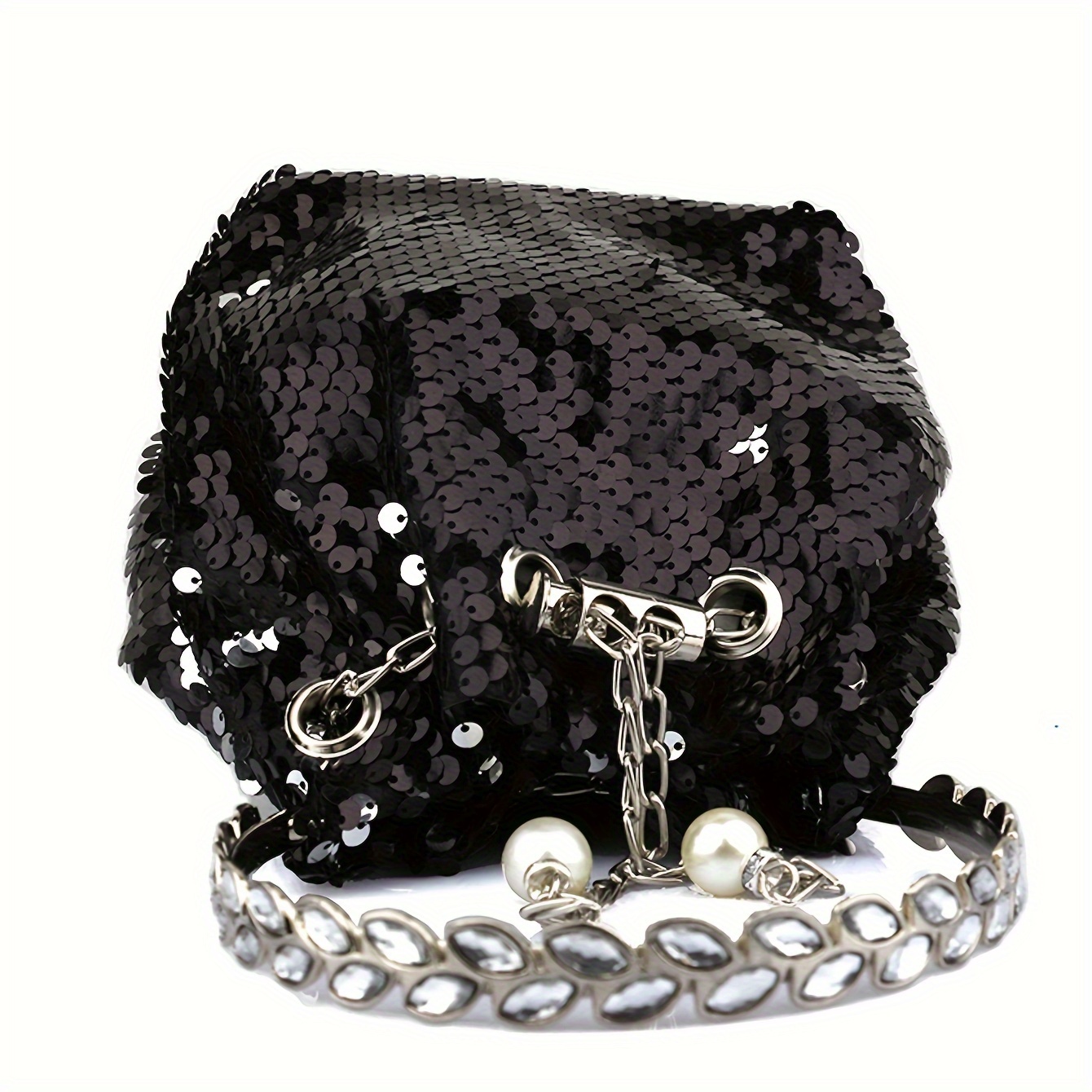 Bling Handle Black Crossbody Bag