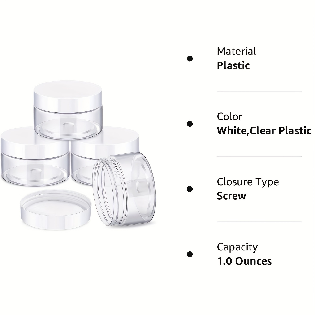 4 Pieces Round Clear Wide-mouth Leak Proof Plastic Container Jars with Lids  for Travel Storage Makeup Beauty Products Face Creams Oils Salves