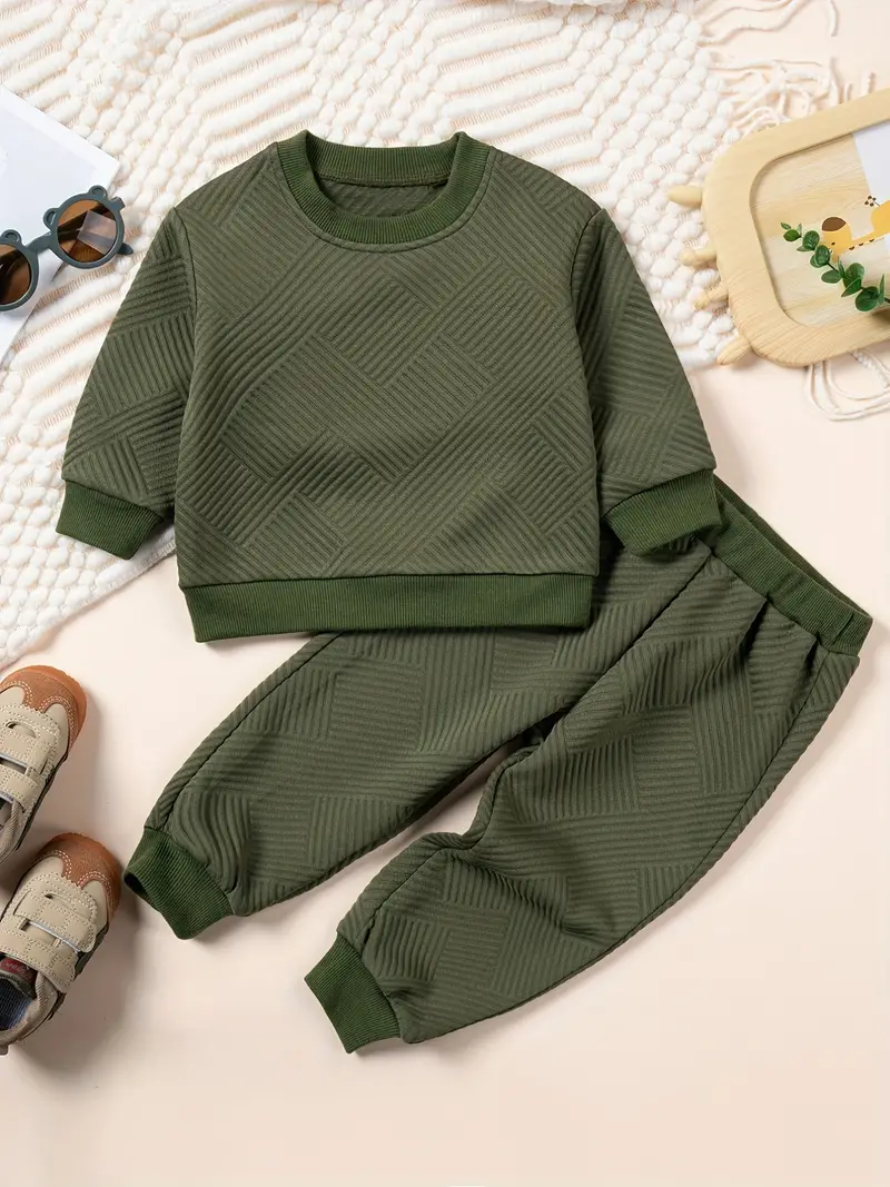 Toddler Boy's Jacquard Outfit Sweatshirt Sweatpants Set - Temu Canada