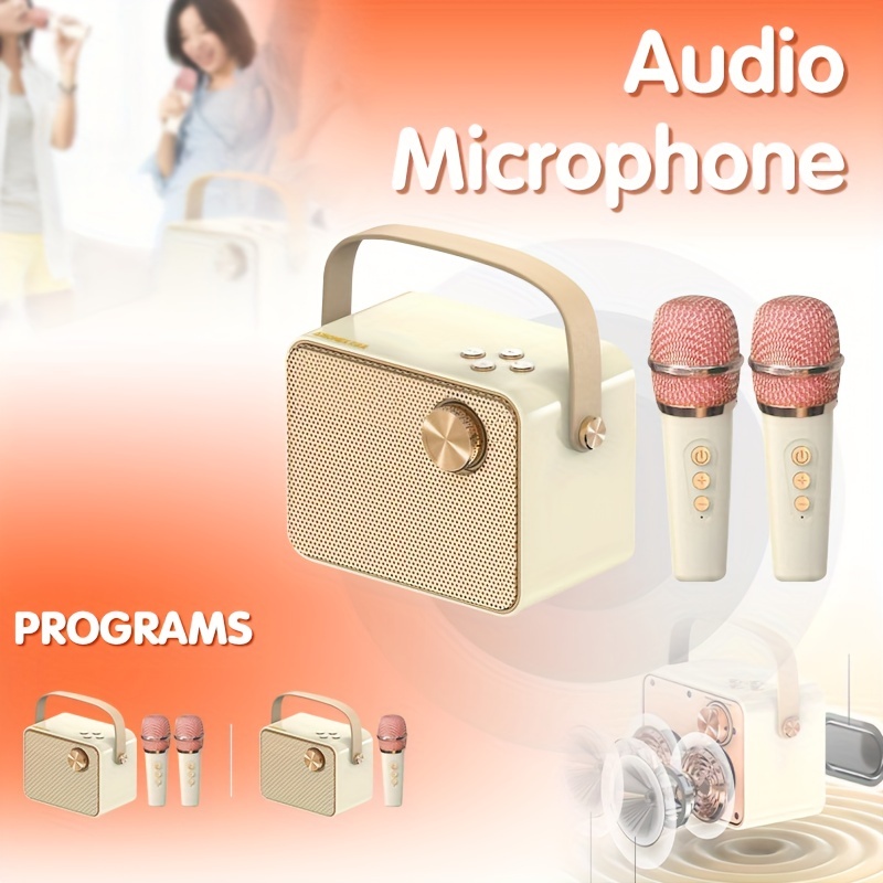  Altavoz portátil de micrófono de mano, mini micrófono  inalámbrico altavoz multiuso máquina de audio para niñas niños blanco 1  micrófono : Instrumentos Musicales