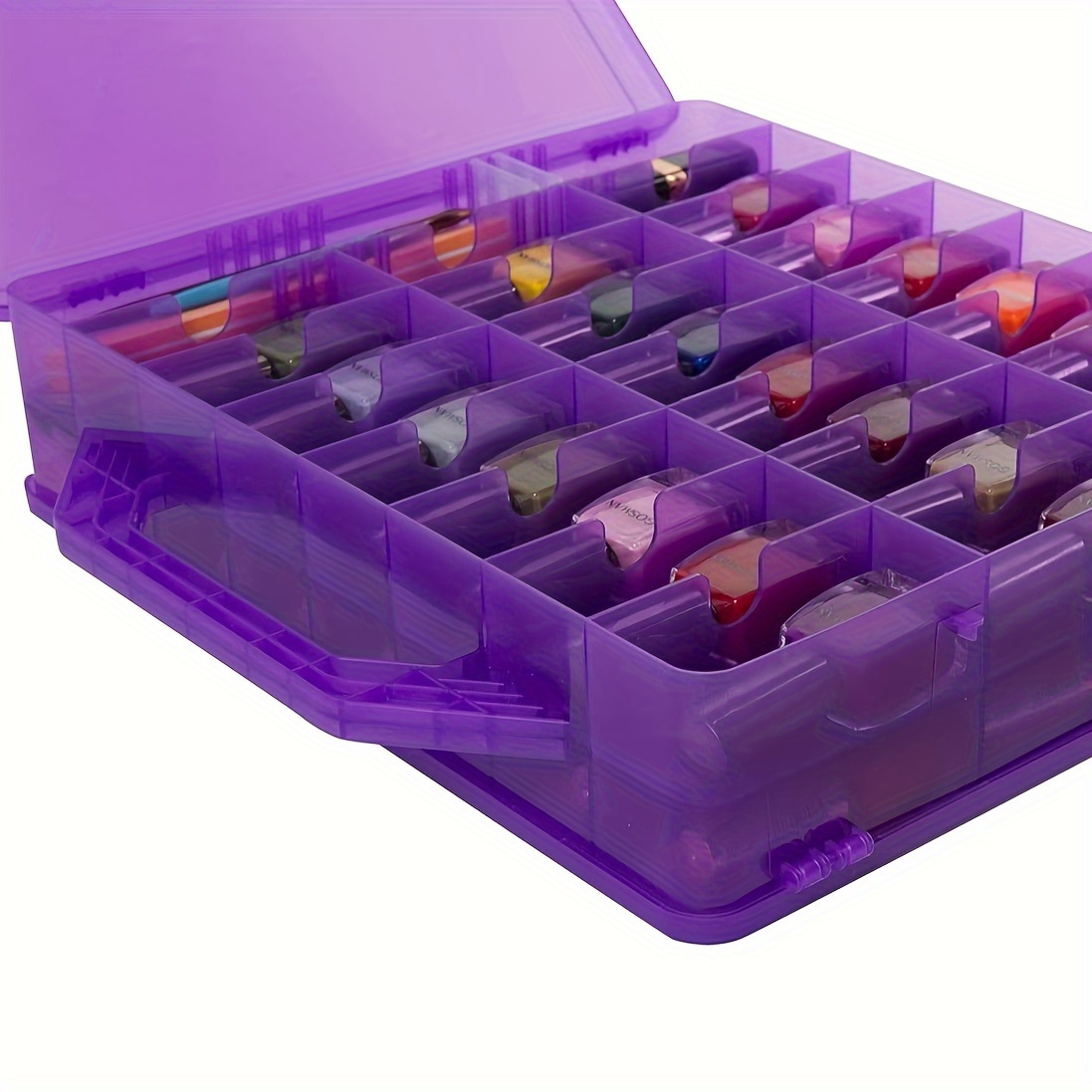 Brrnoo Grid Organizer Box Purple Sliding Buckle 5 Compartments