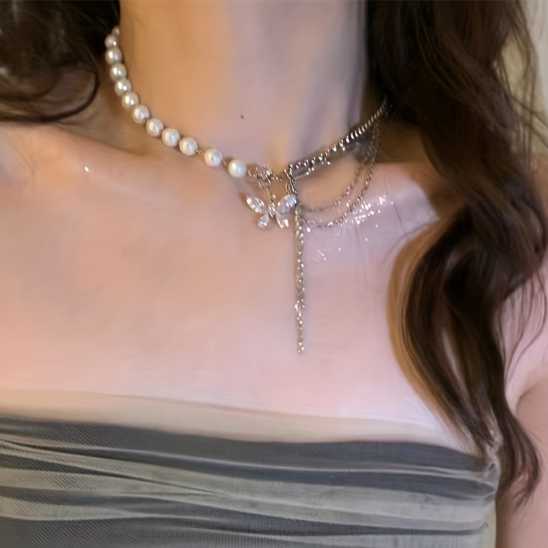 Coquette Faux Pearl Beads Necklace With Bowknot - Temu