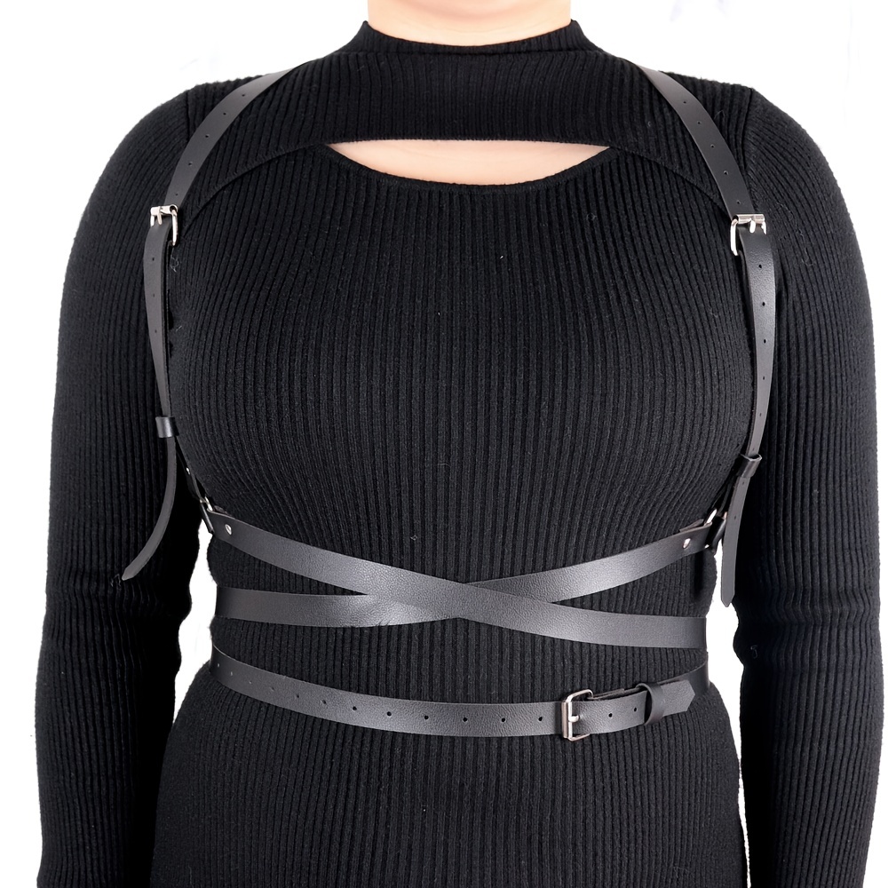 Women Pu Leather Harness Belt Clothes Corset Belt Adjustable