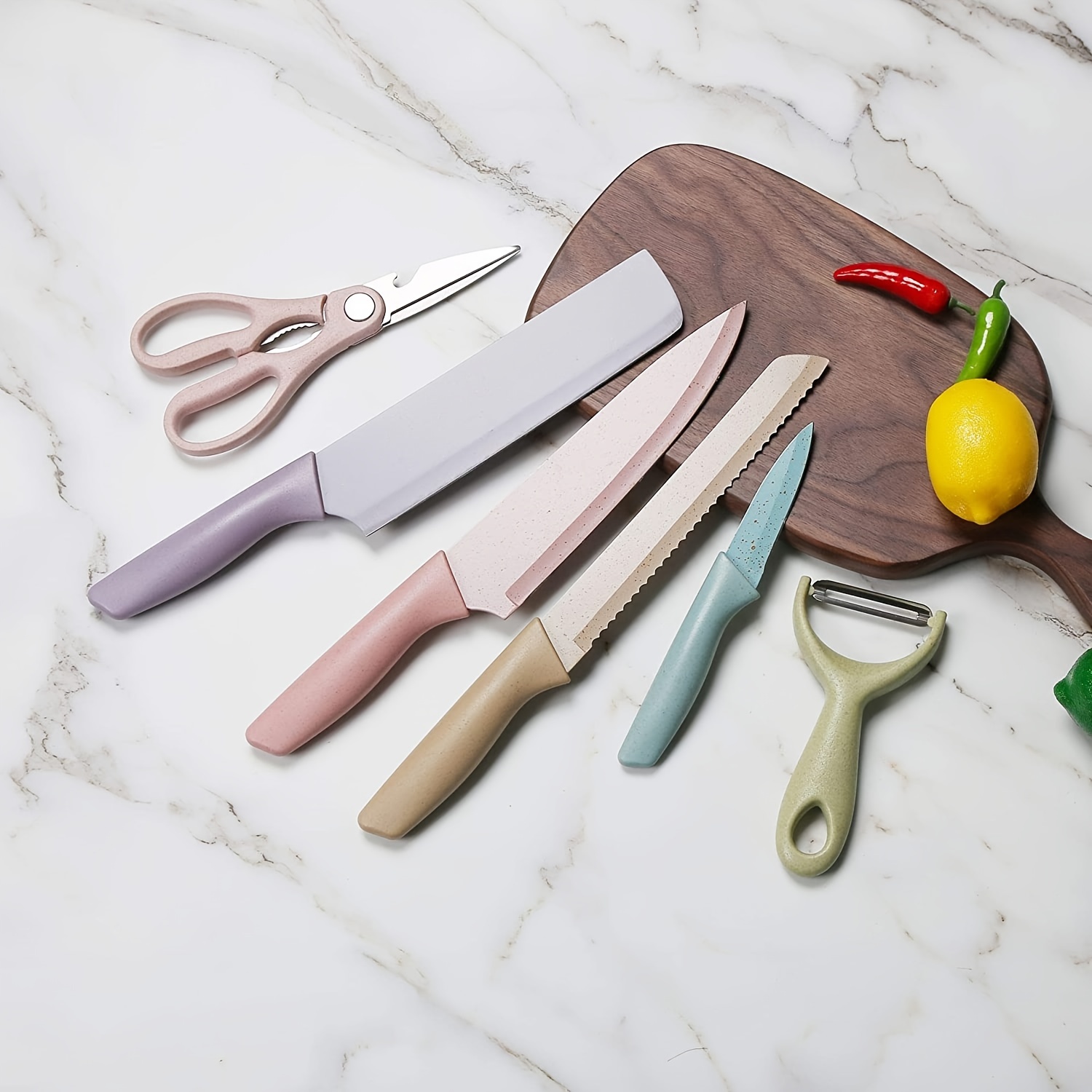  Colorful Kitchen Knives Set of 6 PCS Cute Fruit Knife