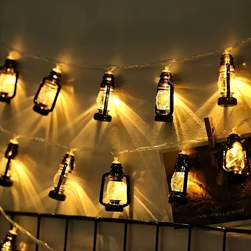 

Vintage Kerosene Lamp Led String Lights, Battery Outdoor Waterproof String Lights, Holiday Color Lamp Deng Chan Halloween Color String Lights