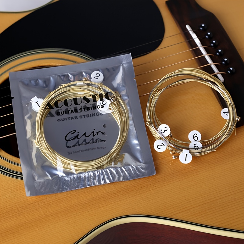 6pcs Brass Hexagonal Acoustic Guitar Strings Enhanced Sound and Durability