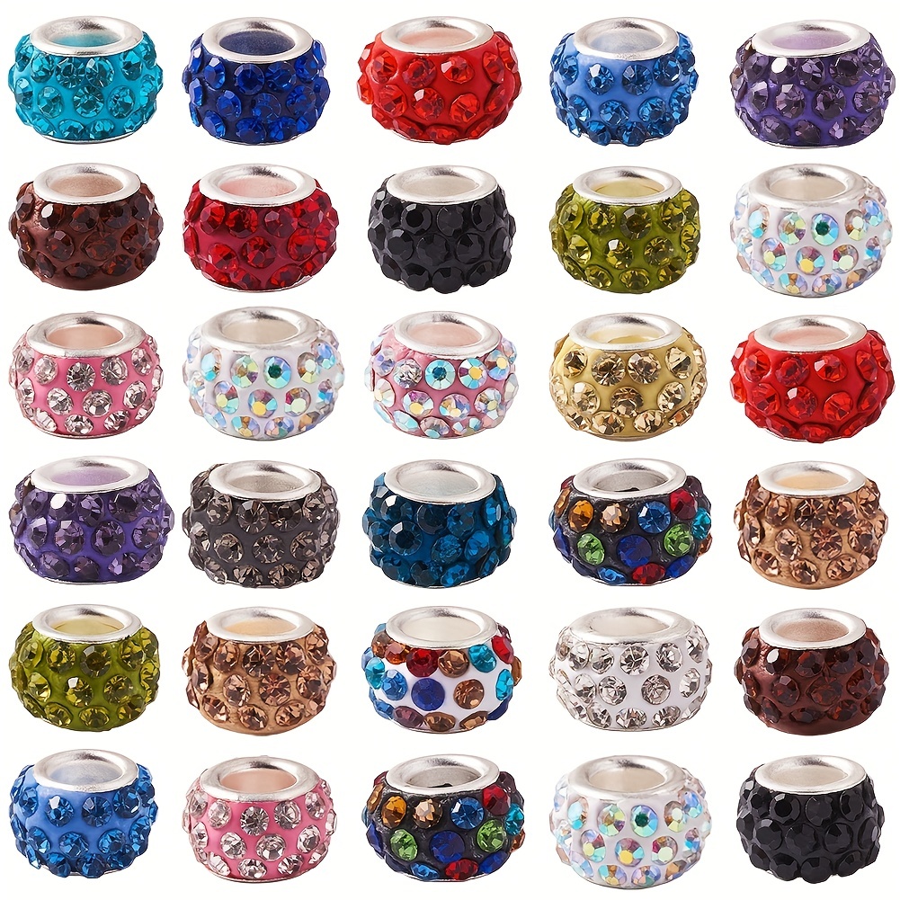 Crystal Polymer Clay Rhinestone Large Hole Beads With - Temu