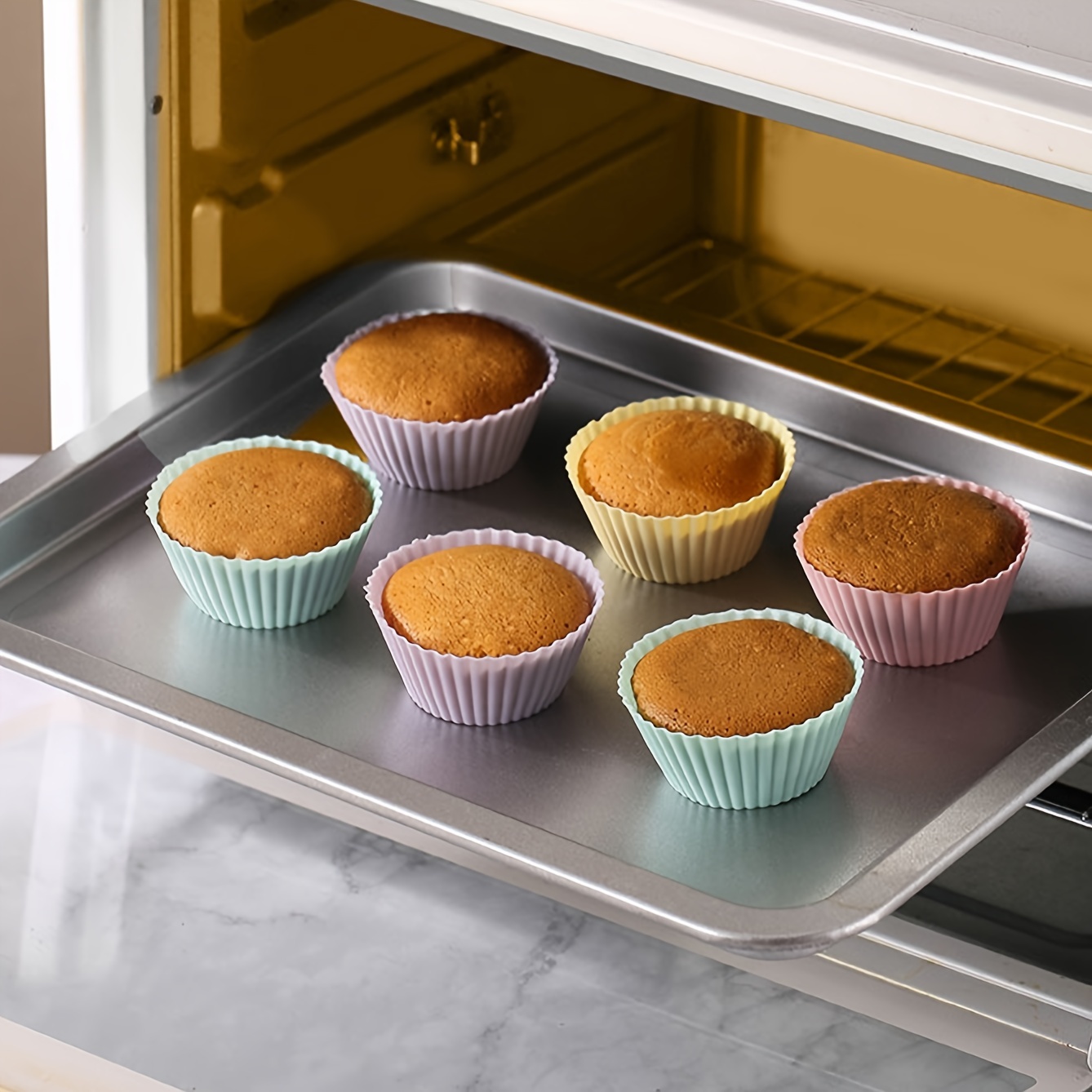 NOGIS Rectangular Jumbo Cupcake Liners, 2.8 Inch Silicone Baking Cups  Reusable Muffin Cups Nonstick Mini Loaf Pan (Pack of 12) 