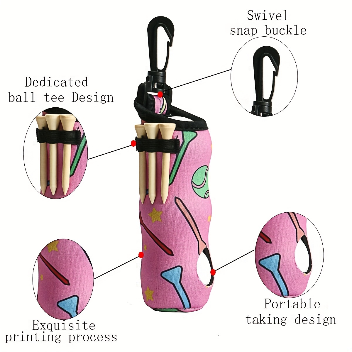 Golf Ball Pouch Tee Holder: Durable Belt Waist Bag Hook Clip - Temu