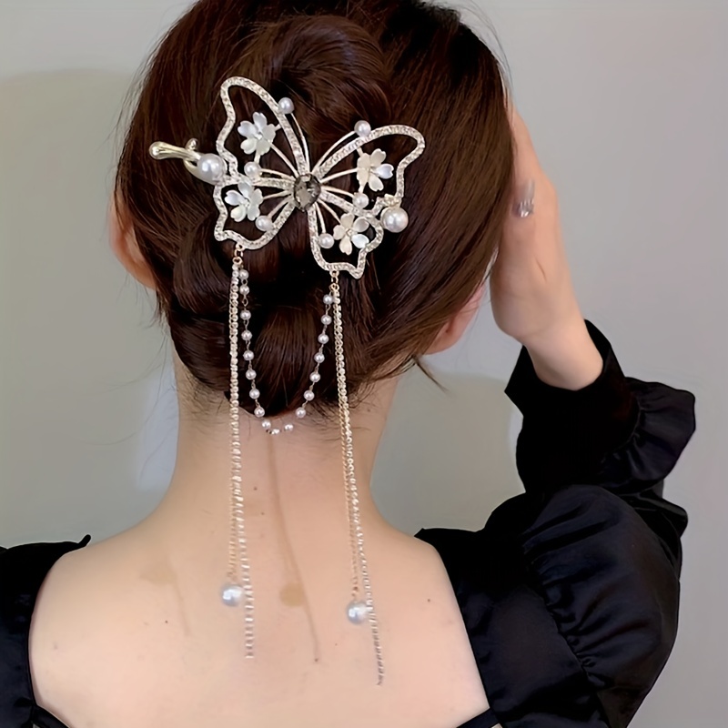 Elegant Pearl Butterfly Hair Clip