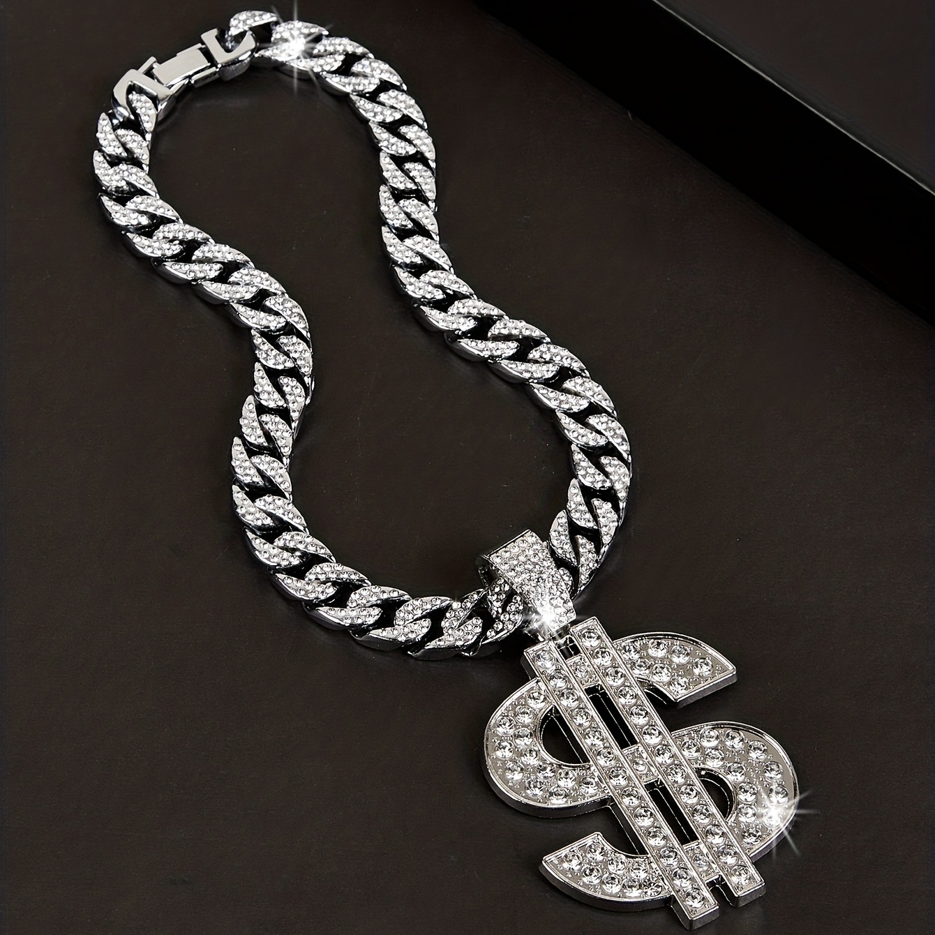 Big Dollar Pendant Cuban Chain Necklace